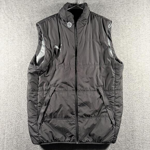 Puma Other - Puma Vest Mens Large Black Puffer Full Zip Hitachi Promo Insulated Reflective